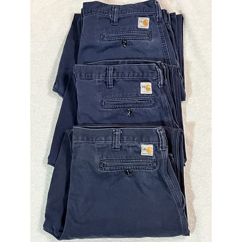 Carhartt 3 Pair Mens FR 2112 CAT 2 Relaxed Canvas Work Pants 38x34 Blue 371-20